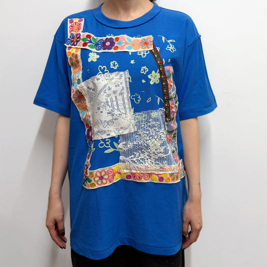 Patchwork T-shirts / blue / パッチワークTシャツ