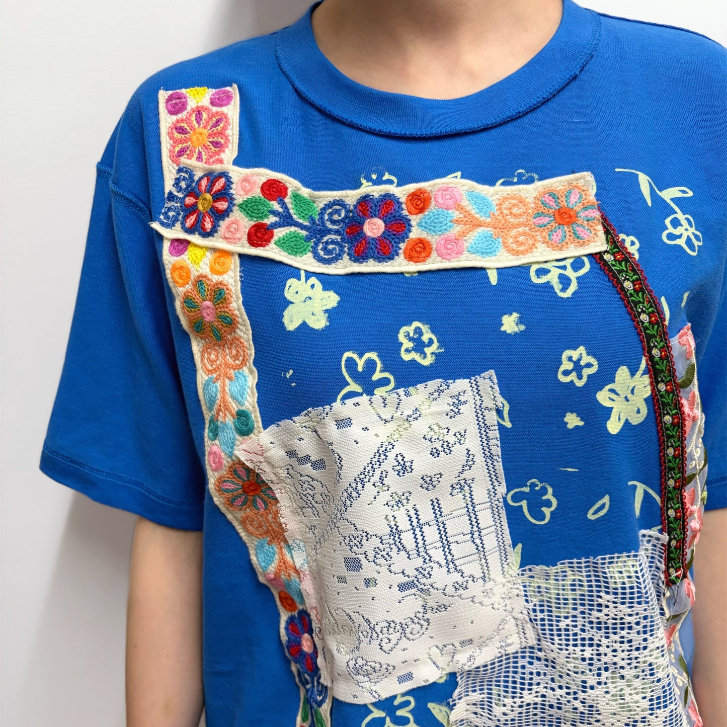 Patchwork T-shirts / blue / パッチワークTシャツ