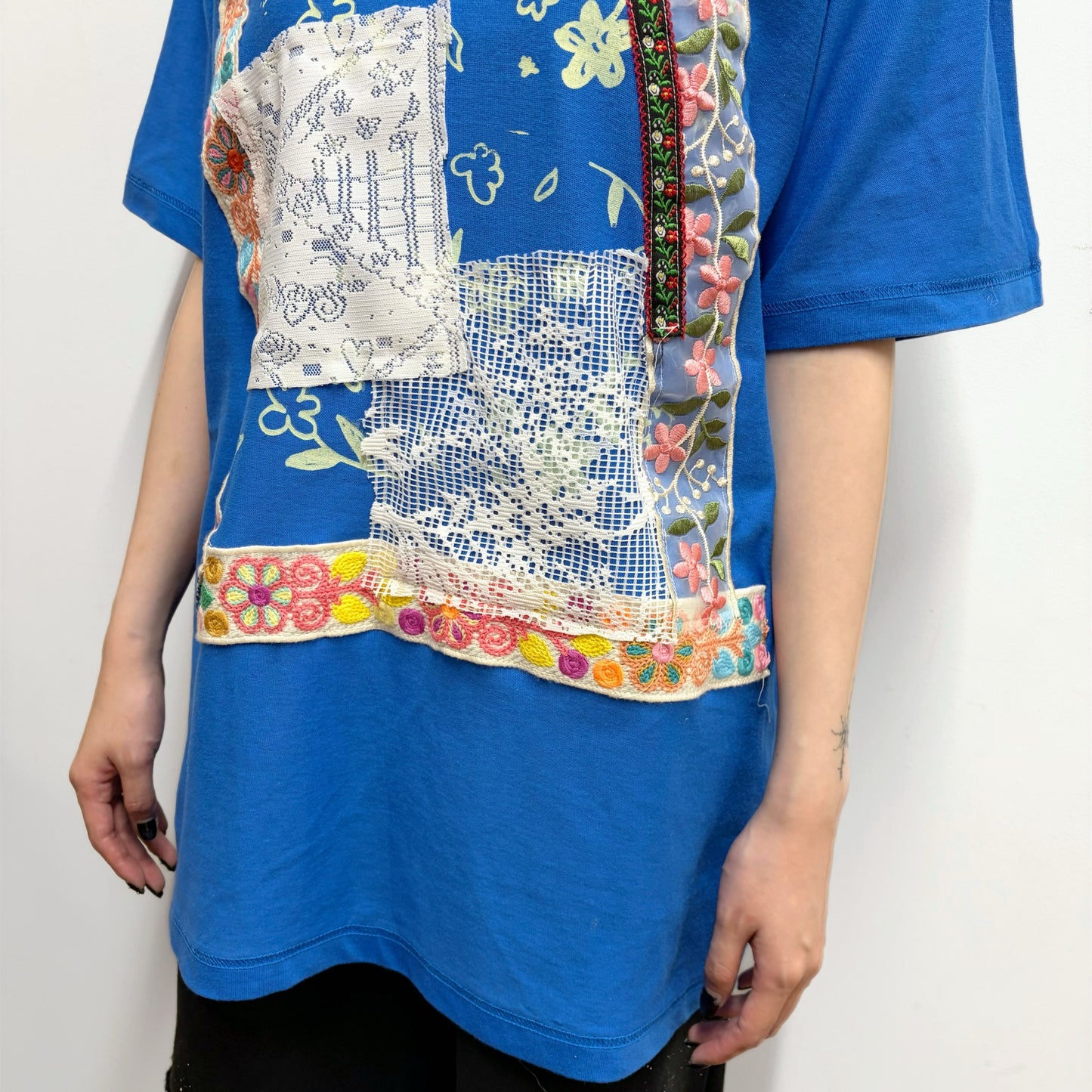 Patchwork T-shirts / blue / パッチワークTシャツ
