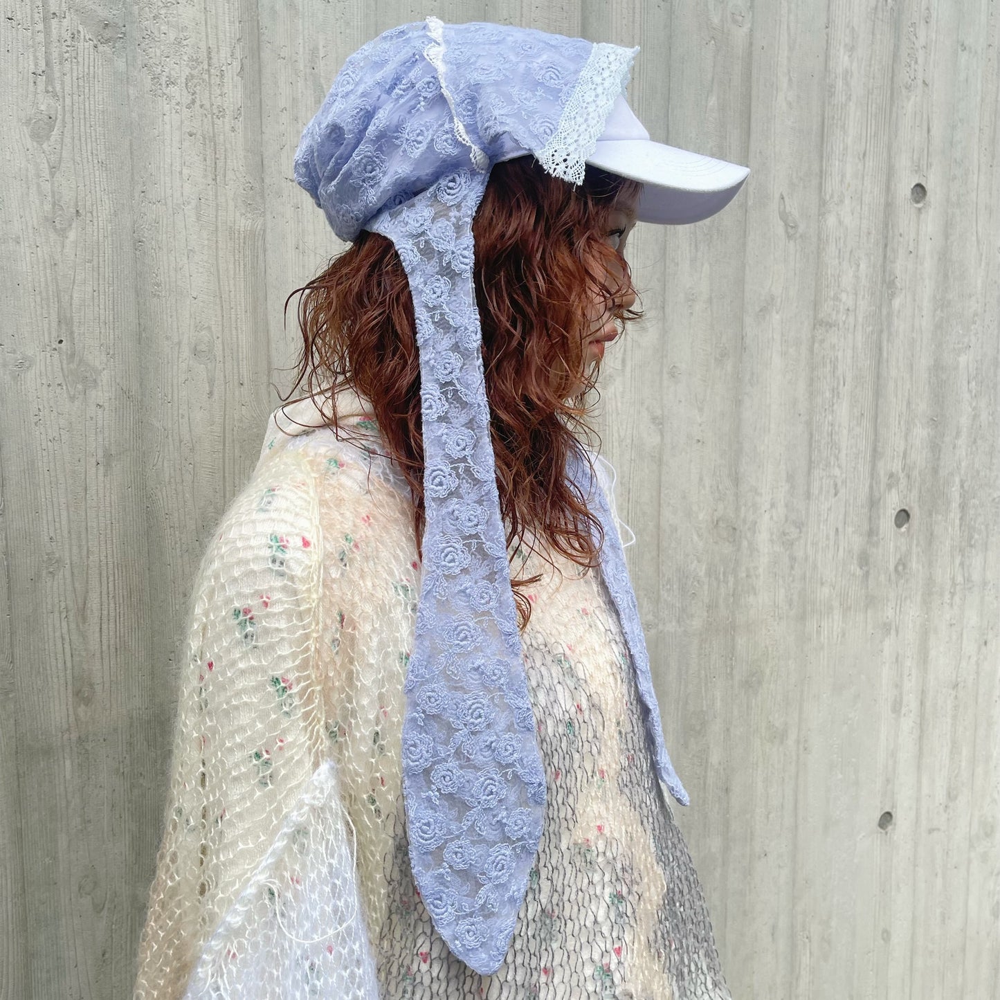 Layered cap / Blue / レースレイヤードキャップ