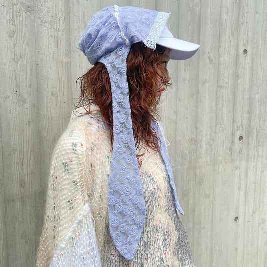 Layered cap / Blue / レースレイヤードキャップ