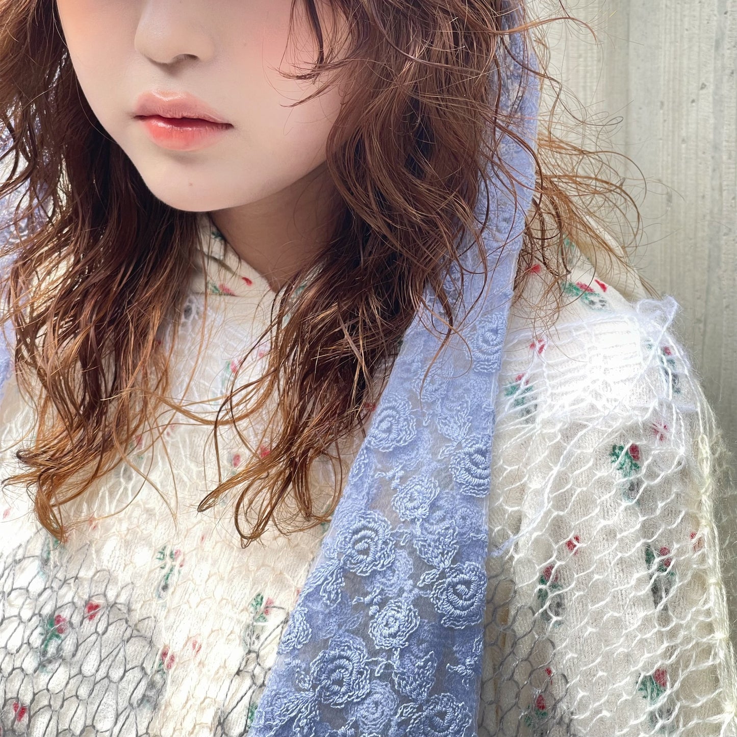 Layered cap / Blue / レースレイヤードキャップ