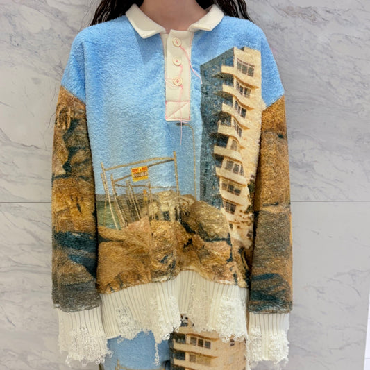 boa print pullover / 風景 / ボアプリント襟付きプルオーバー