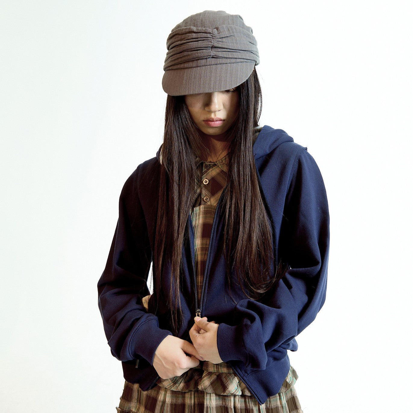 FLOWER POINT ZIP-UP HOODIE / NAVY / ジップアップフーディー