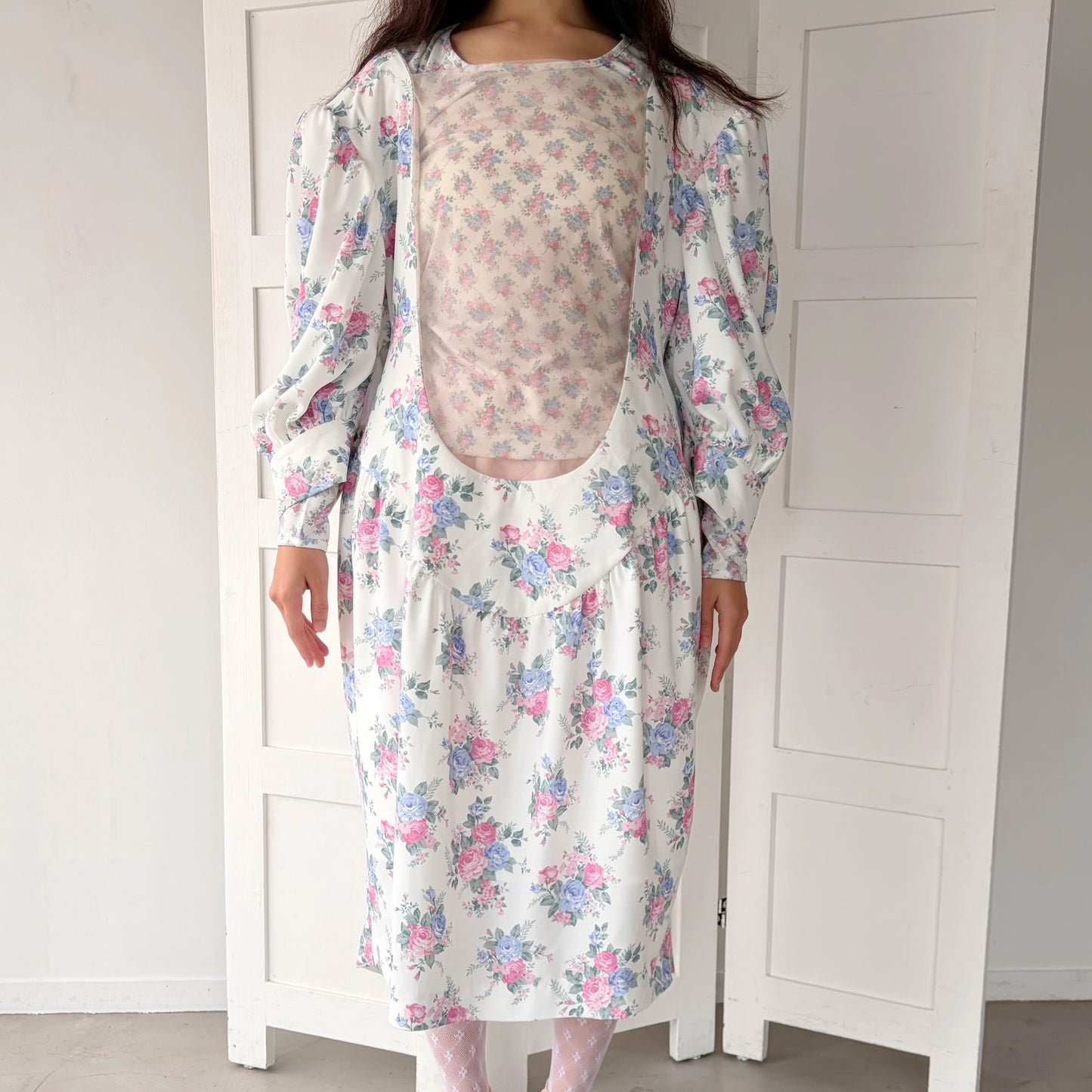 80S FLOWER / WHITE / フラワーパターンドレス