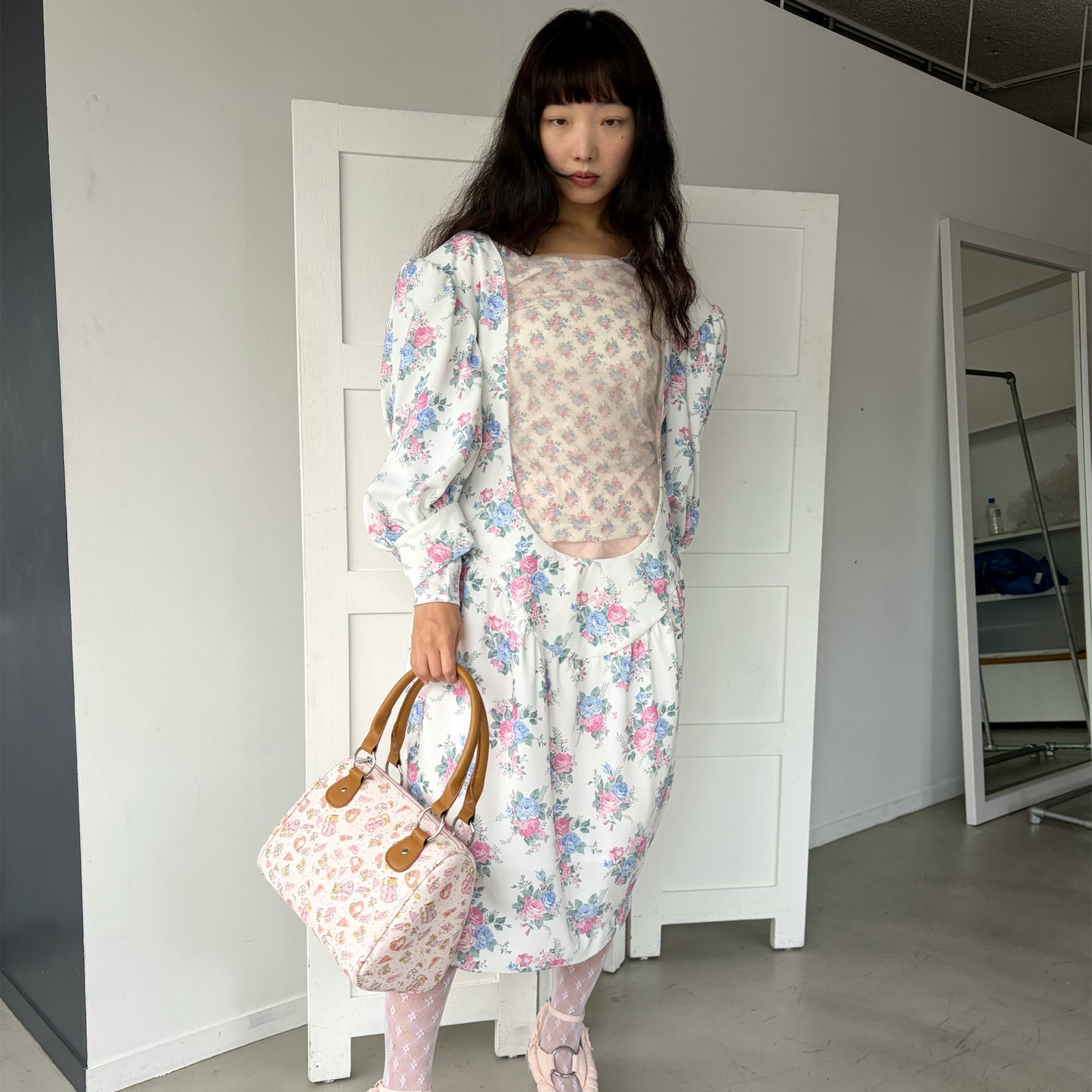 80S FLOWER / WHITE / フラワーパターンドレス