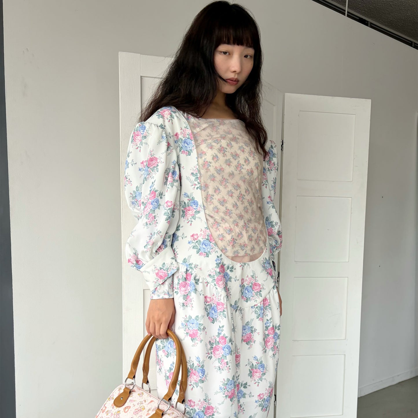 80S FLOWER / WHITE / フラワーパターンドレス
