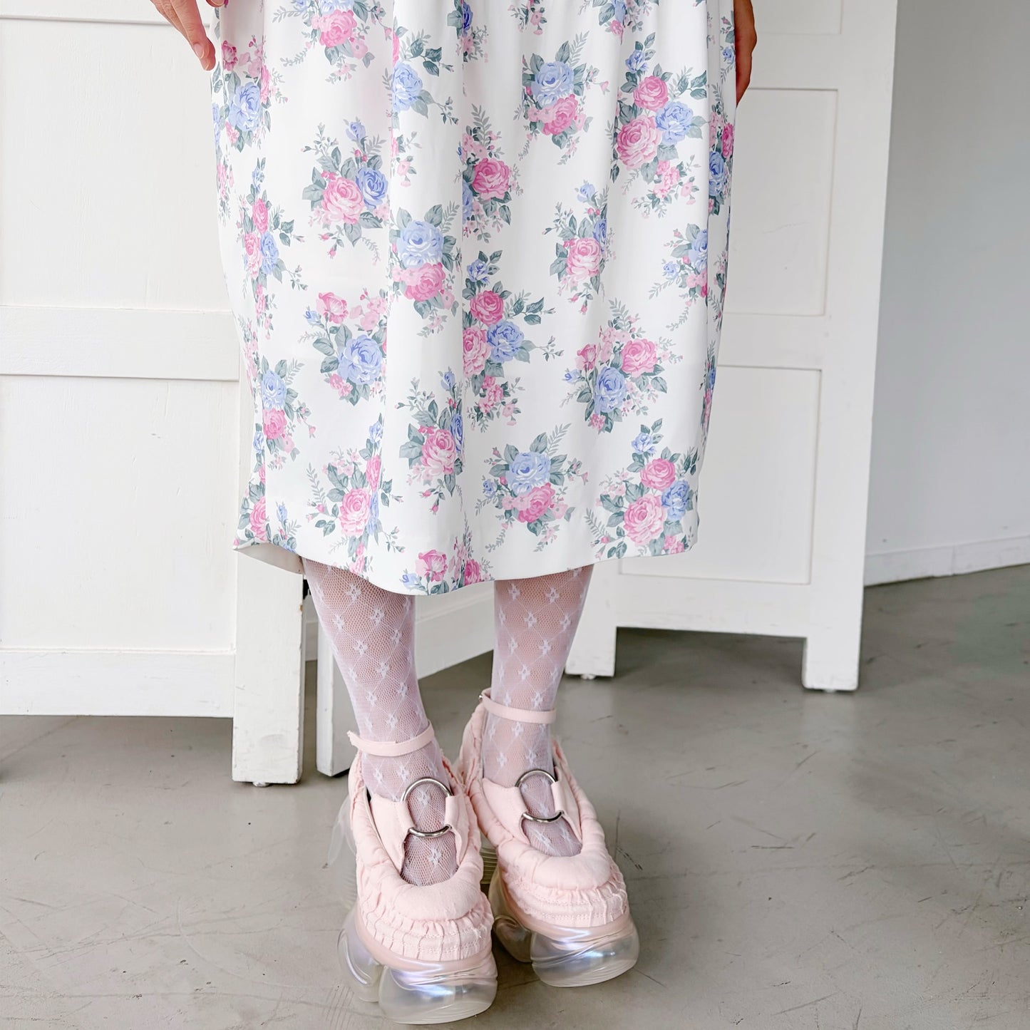80S FLOWER / WHITE / フラワーパターンドレス