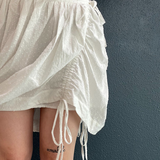 Asymmetrical Shirring Skirt / White / アシンメトリーシャーリングスカート
