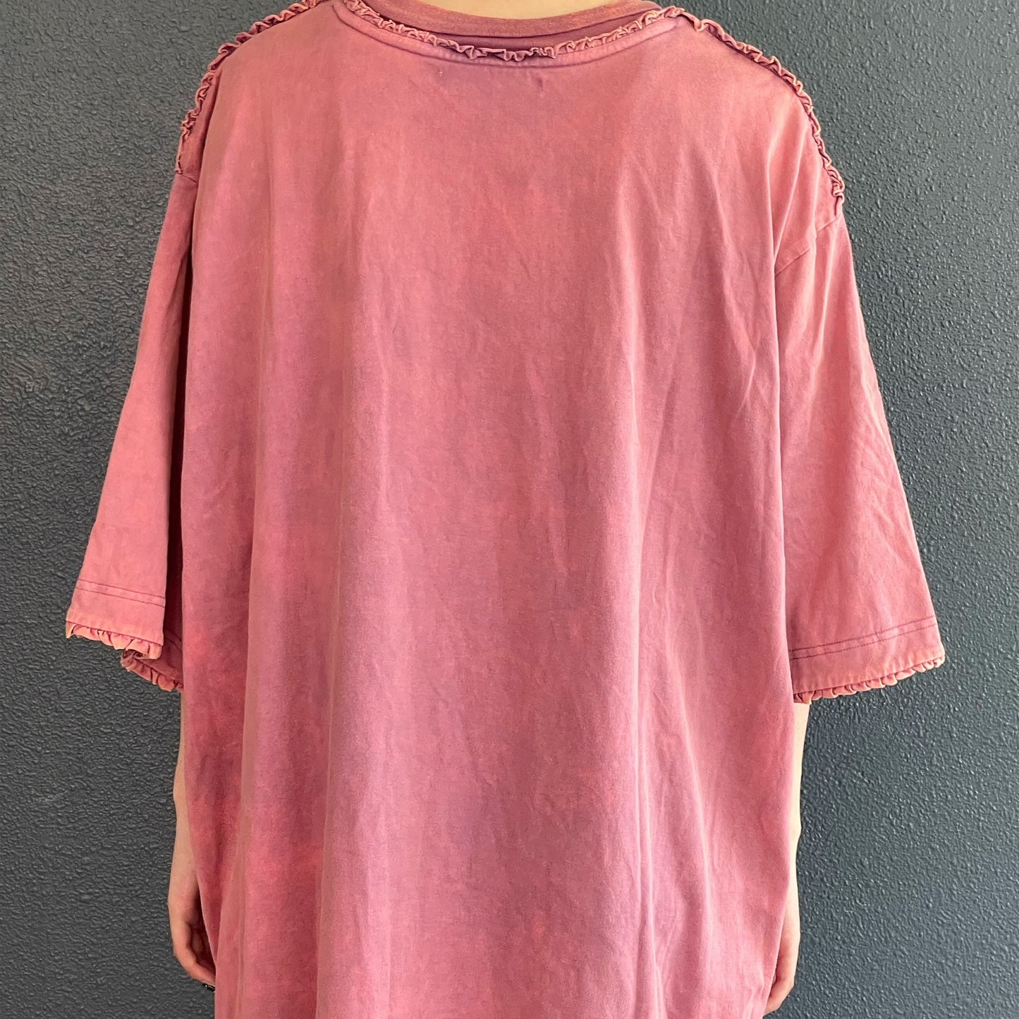 WASHED RUNNER LONG T-SHIRT / PINK / ウォッシュ加工フリルTシャツワンピース