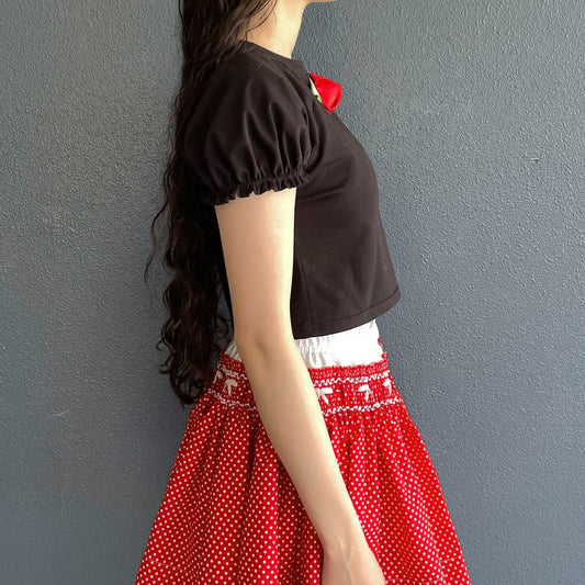 Rose cropped Tee / Black / ローズクロップドTシャツ