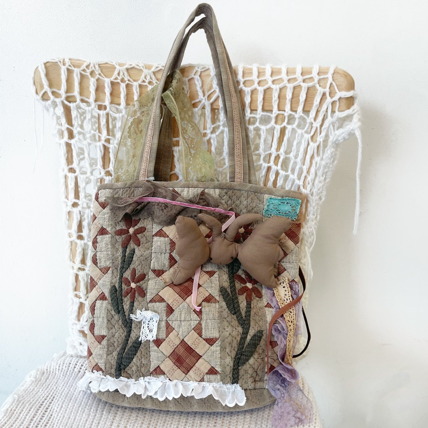 Patch work Bag+ / Brown / パッチワークハンドバッグ