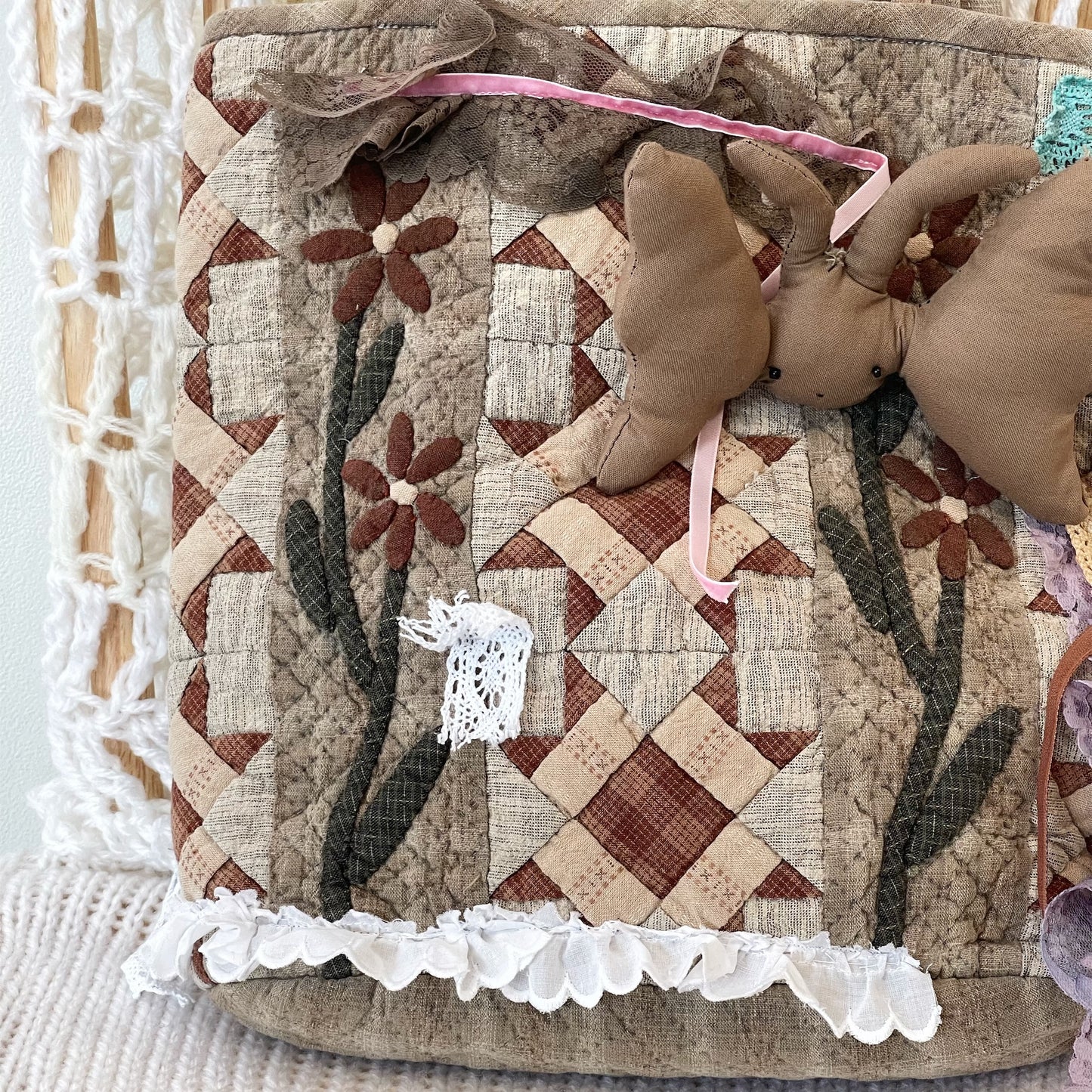 Patch work Bag+ / Brown / パッチワークハンドバッグ