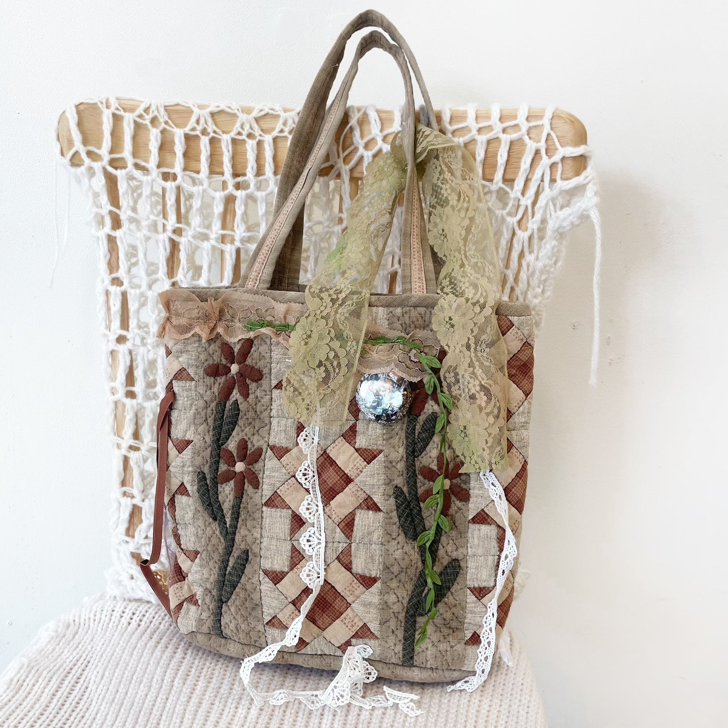 Patch work Bag+ / Brown / パッチワークハンドバッグ