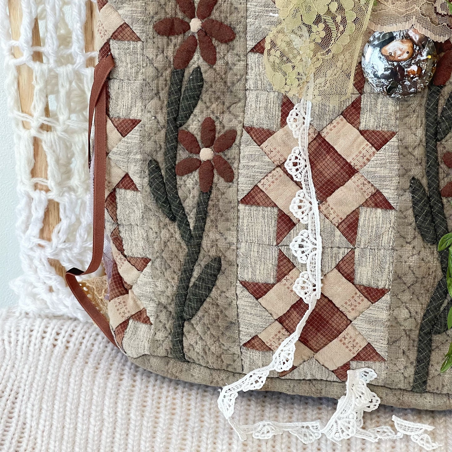 Patch work Bag+ / Brown / パッチワークハンドバッグ