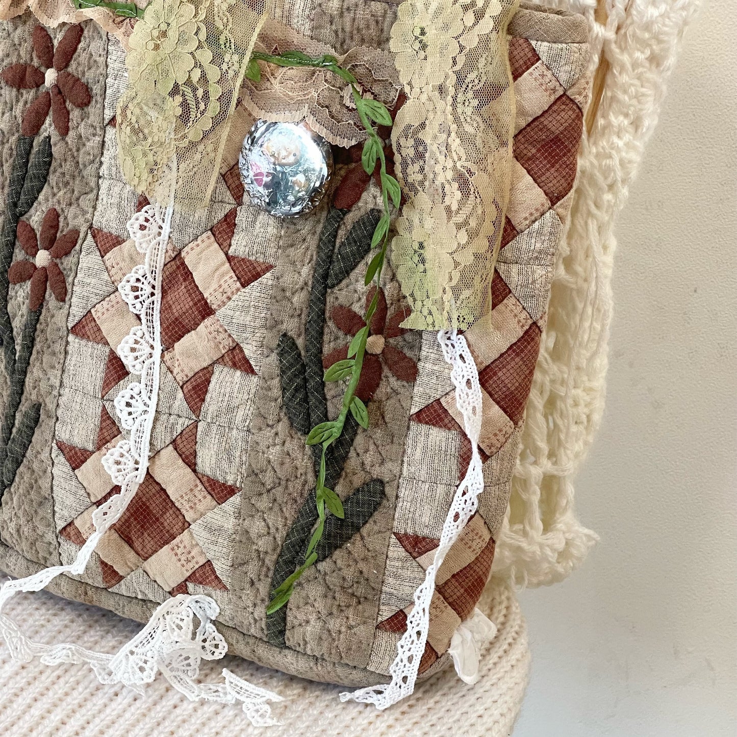 Patch work Bag+ / Brown / パッチワークハンドバッグ