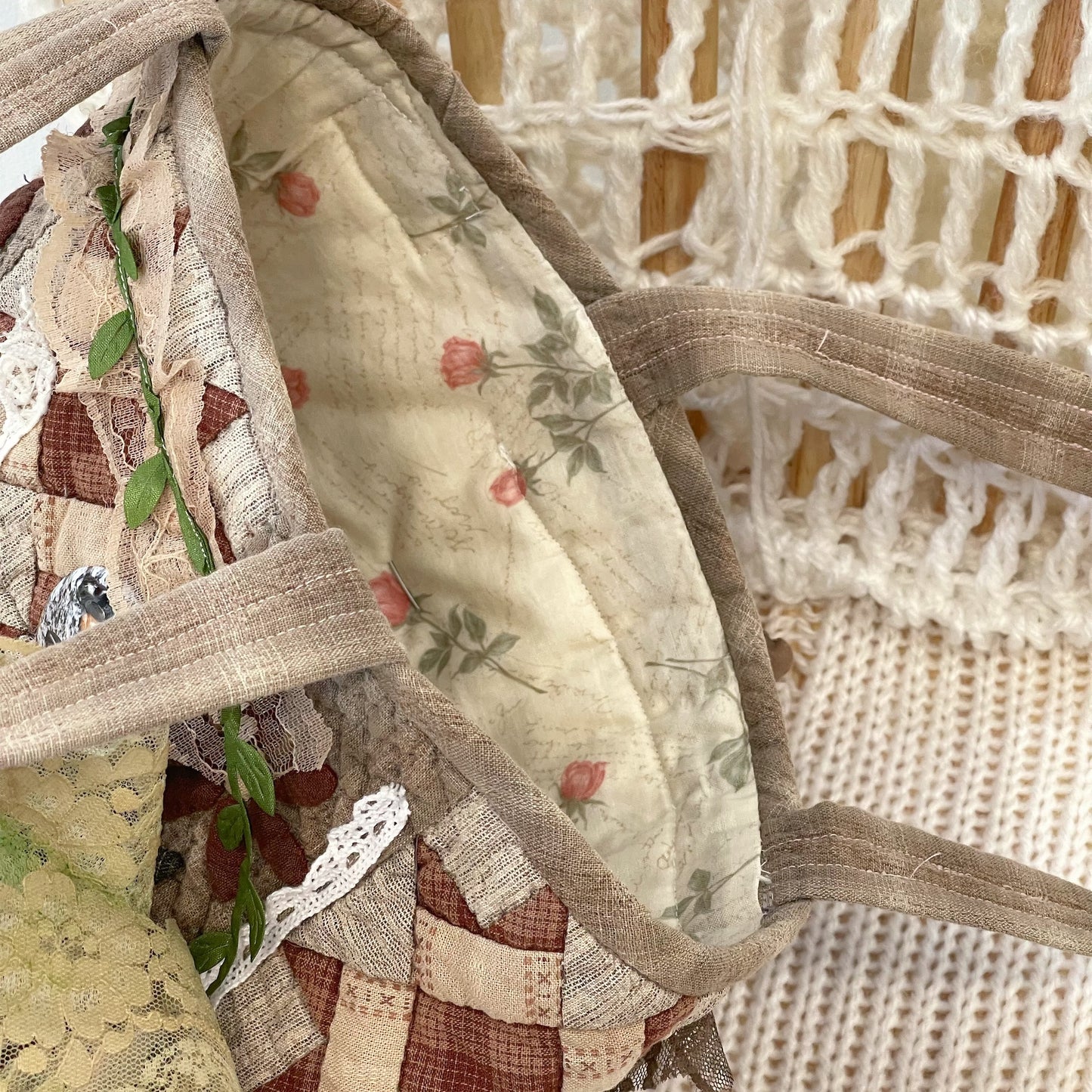 Patch work Bag+ / Brown / パッチワークハンドバッグ