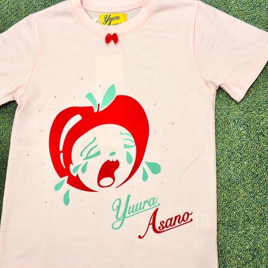 KIRAKIRA Ribbon Ringo Tshirt / Baby Pink / グラフィックプリントTシャツ