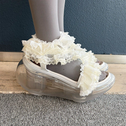 FRILL FRILL MOON / WHITE / フリルレースサンダル