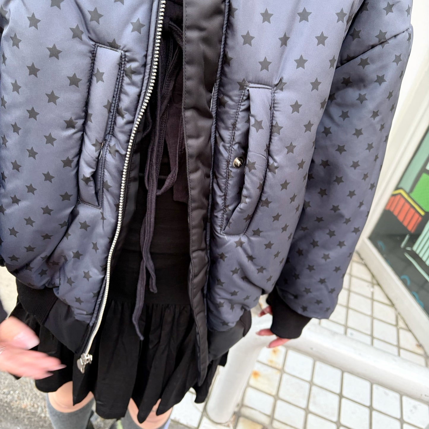 [F.E.E.S] patch bomber padded jacket / black / リバーシブルダウンジャケット