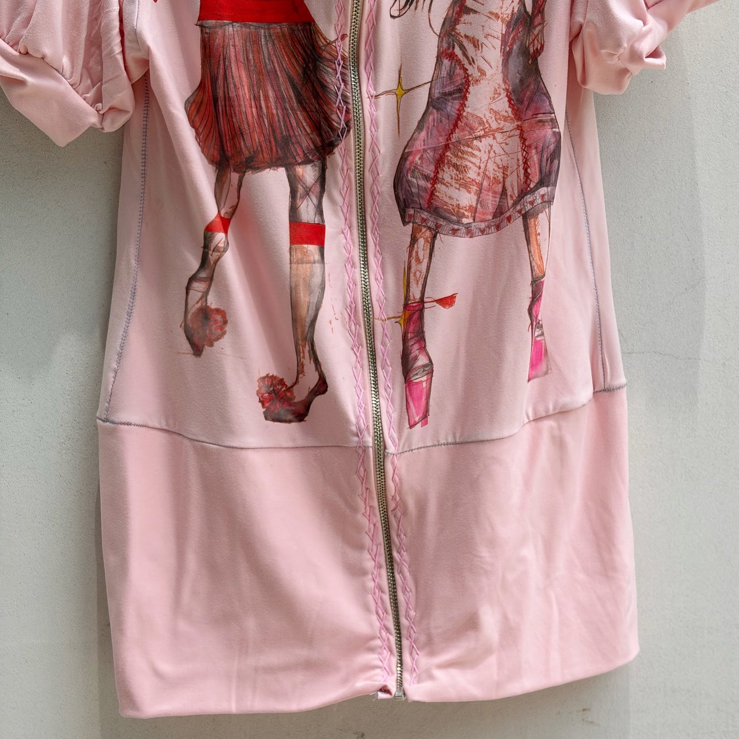 Puff slv turtle neck zip up / pink / パフスリーブタートルネックジップアップ