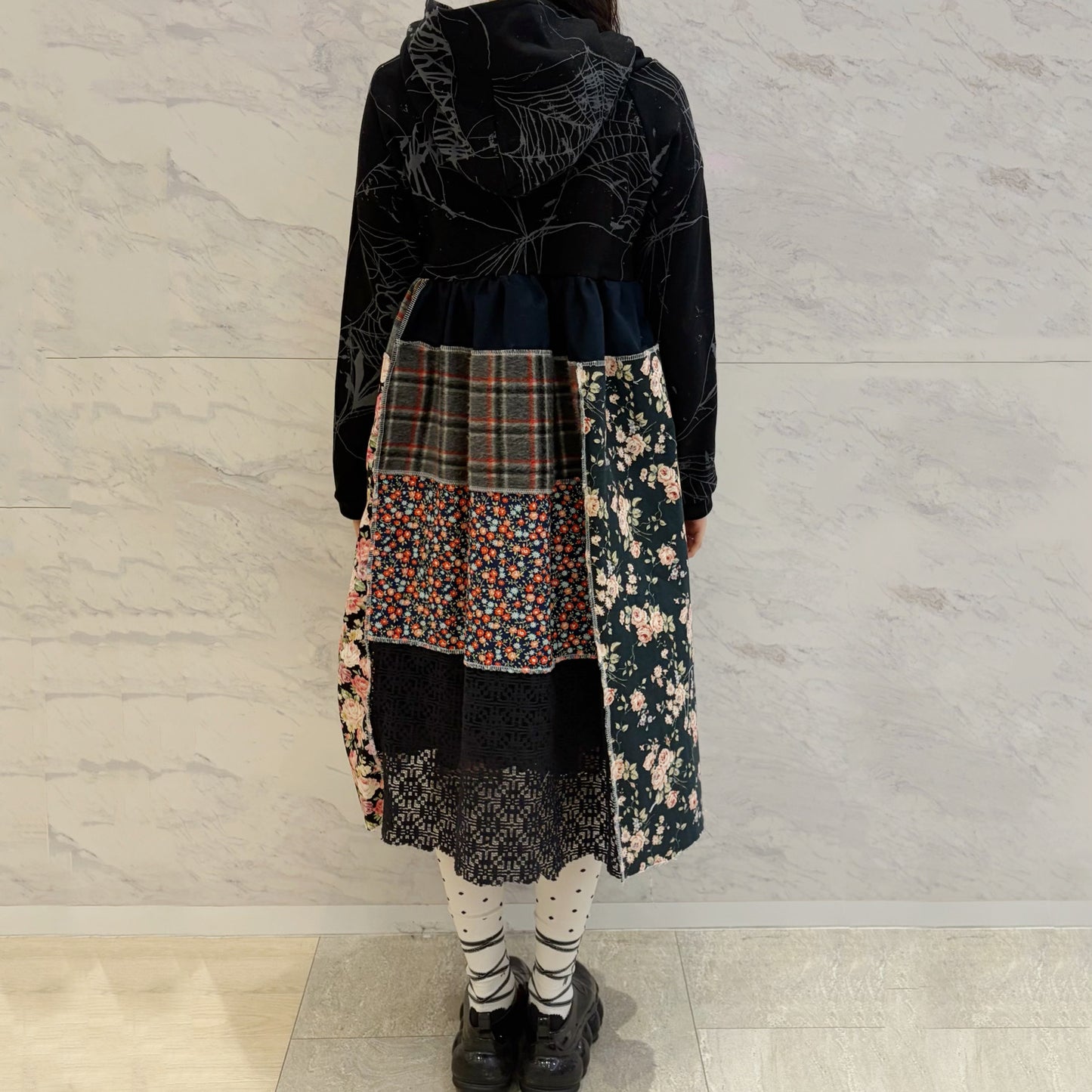 Hood dress long / Black / フードドレス