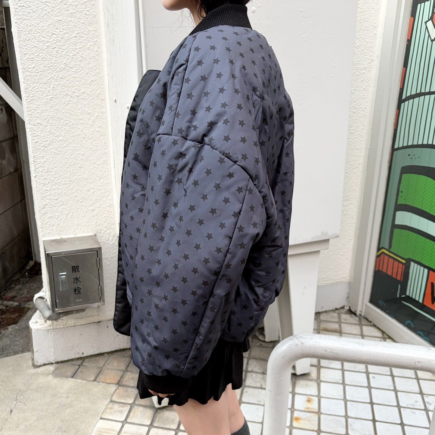 [F.E.E.S] patch bomber padded jacket / black / リバーシブルダウンジャケット