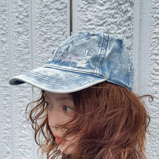 DAMAGED DENIM CAP THEME / BLUE / ダメージデニムキャップ