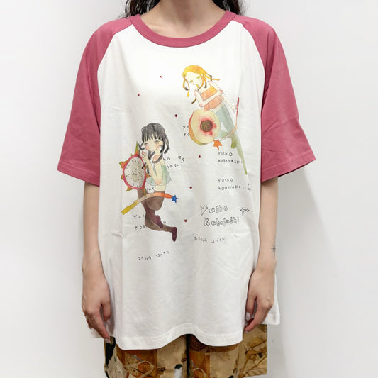 Megumi Okubo raglanTshirts / red / Lサイズ / 大久保惠コラボレーションTシャツ