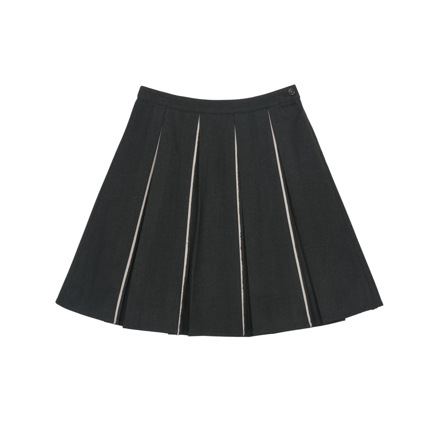 RAW HEM PLEATS SKIRT / CHARCOAL / プリーツスカート