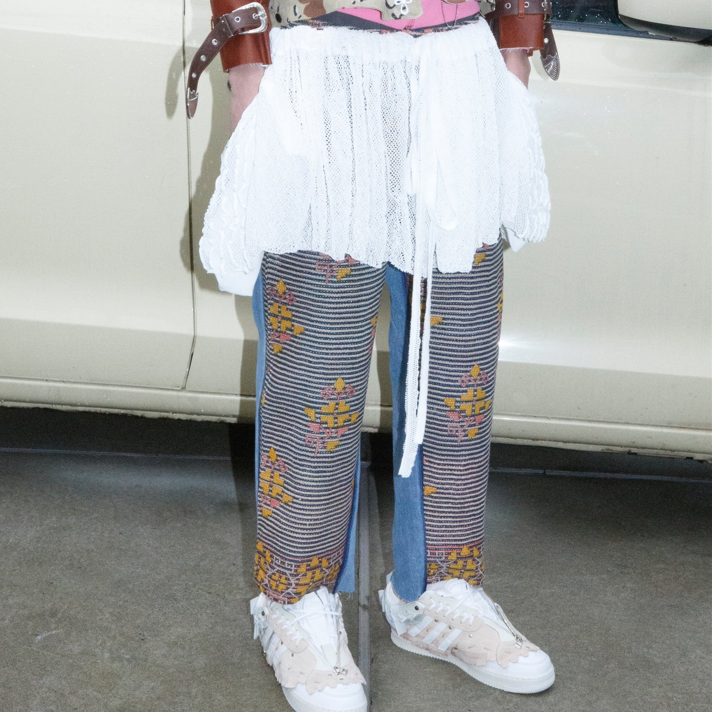 ONE-SIZE-FITS-HUMAN SKIRT / WHITE / メッシュニットスカート