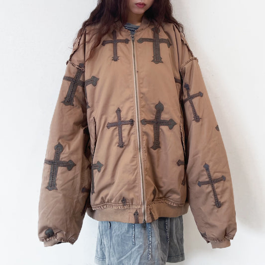 GRAND SHOULDER CROSS MA-1 WITHOUT SHOULDER PAD / BROWN / オーバーサイズブルゾン