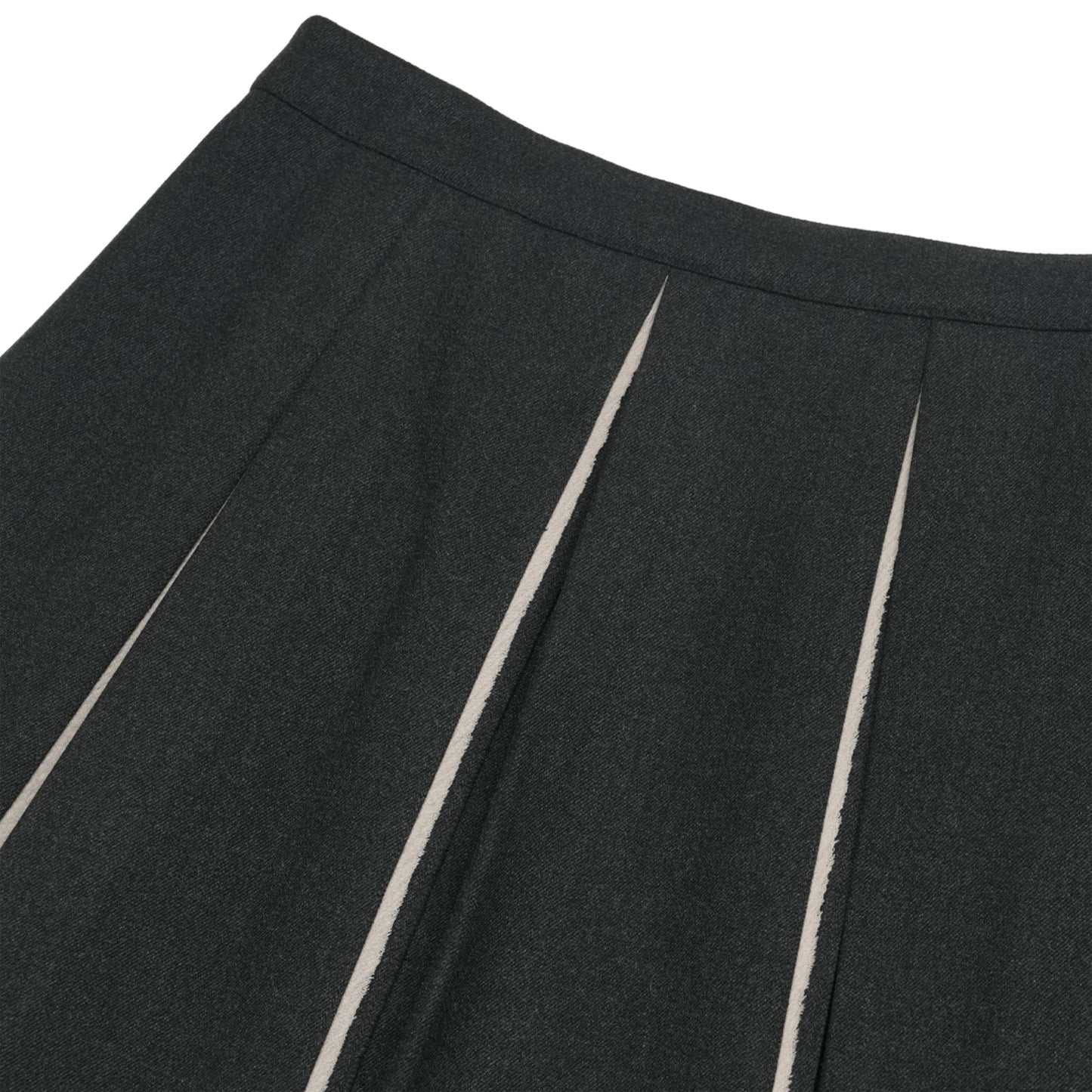 RAW HEM PLEATS SKIRT / CHARCOAL / プリーツスカート