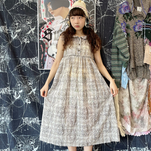 Maru Embroidery Dress / Beige / 刺繍ドレス