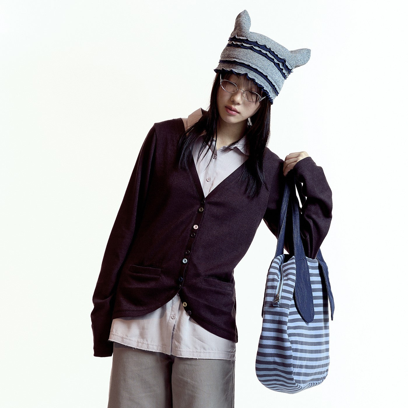 LAYERED SHIRT CARDIGAN / BROWN / レイヤードシャツカーディガン