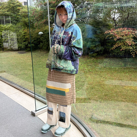 needle punch stripe skirt / beige / ニードルパンチスカート