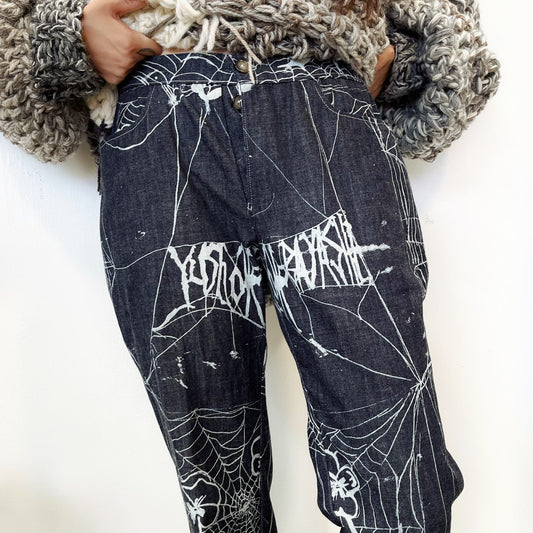 Spider logo straight Denim trousers / denim / スパイダーデニムパンツ