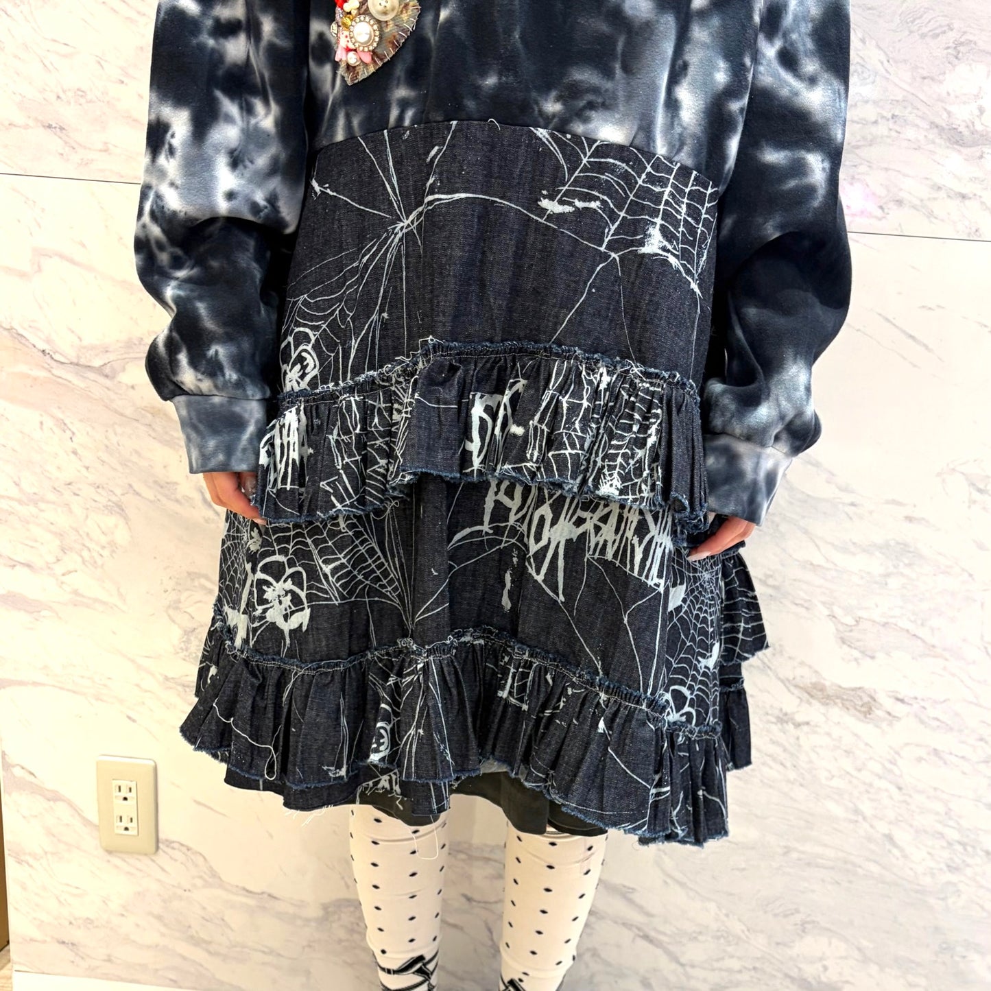 Hood dress short / Deep Blue / フードドレス