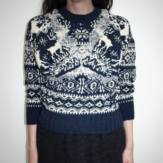 decorative nordic sweater / navy / ノルディックセーター