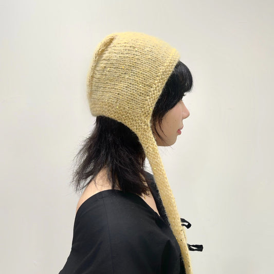 Sparkle knit cap / YELLOW / モヘアスパンコールニットキャップ