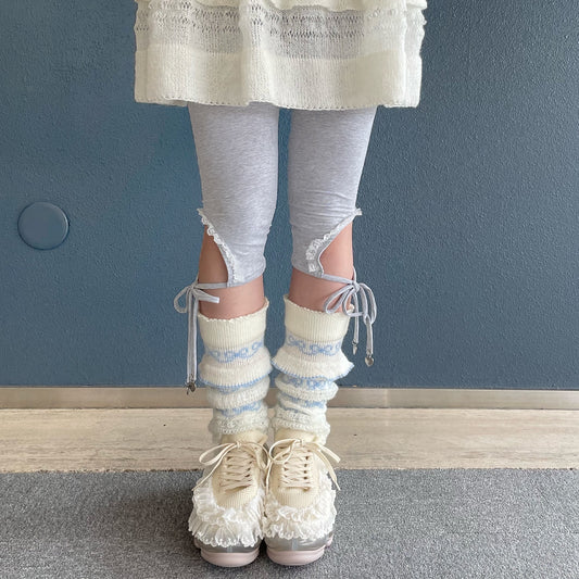 Long leggings / Gray / レーストリミングレギンス