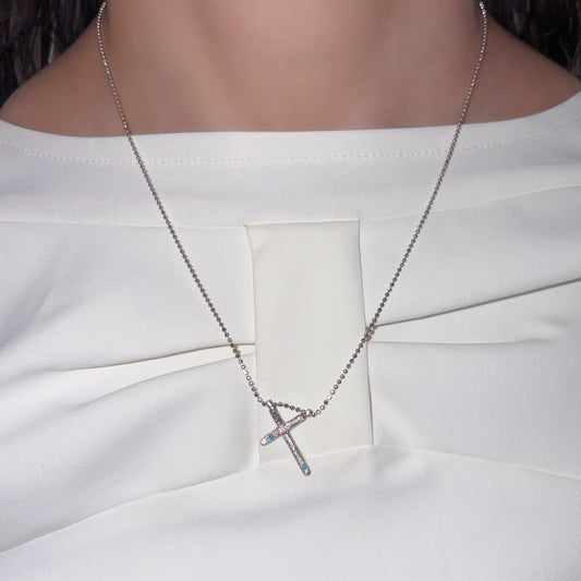 cross necklace / zirconia / クロスネックレス