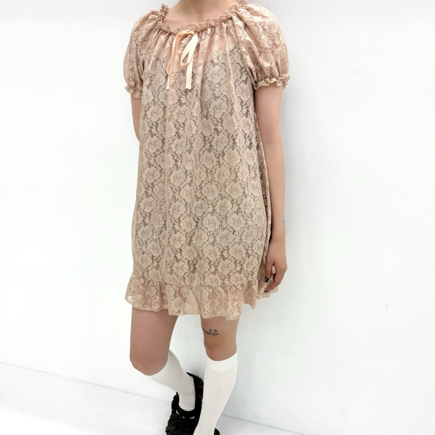 [F.E.E.S] rosie lace dress / nude / レースドレス