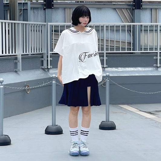[fa.er.ie] sailor collar mesh loose top / ivory / セーラーカラーメッシュトップ