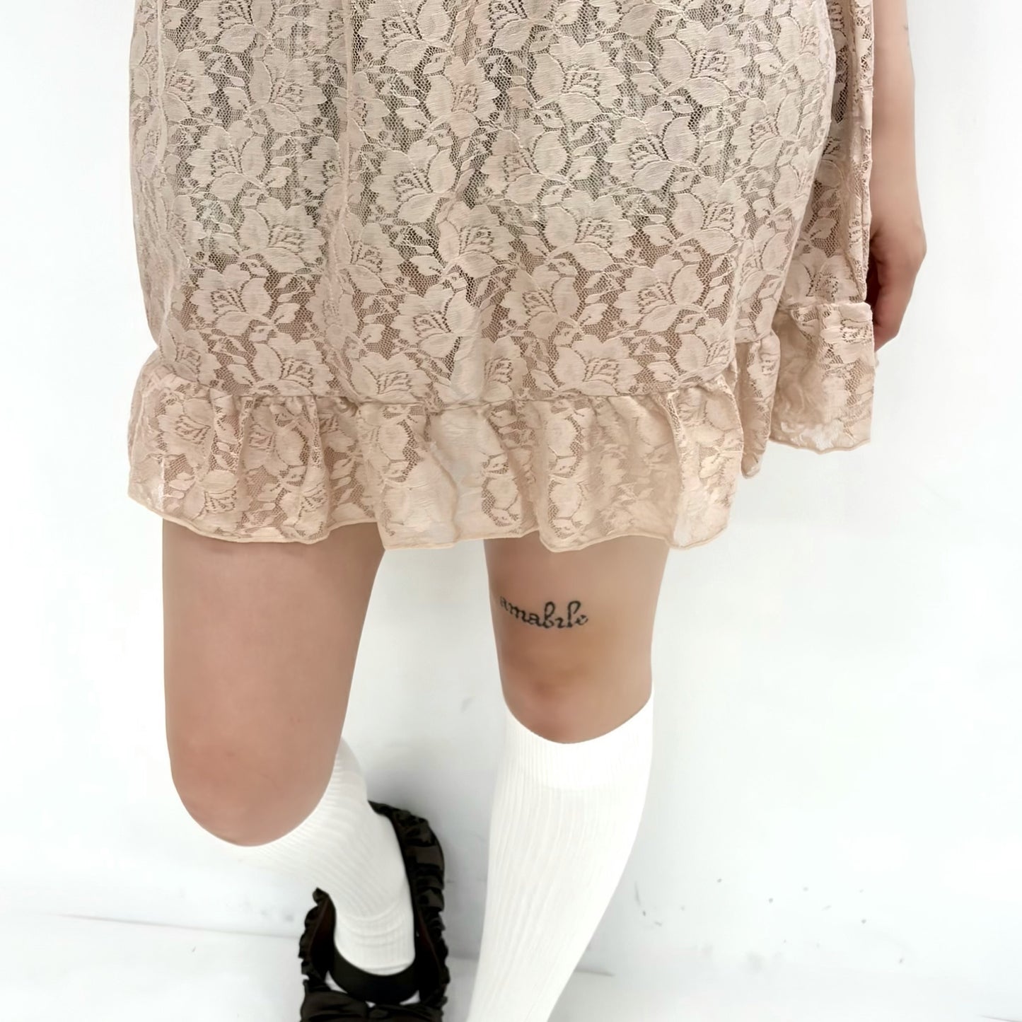 [F.E.E.S] rosie lace dress / nude / レースドレス