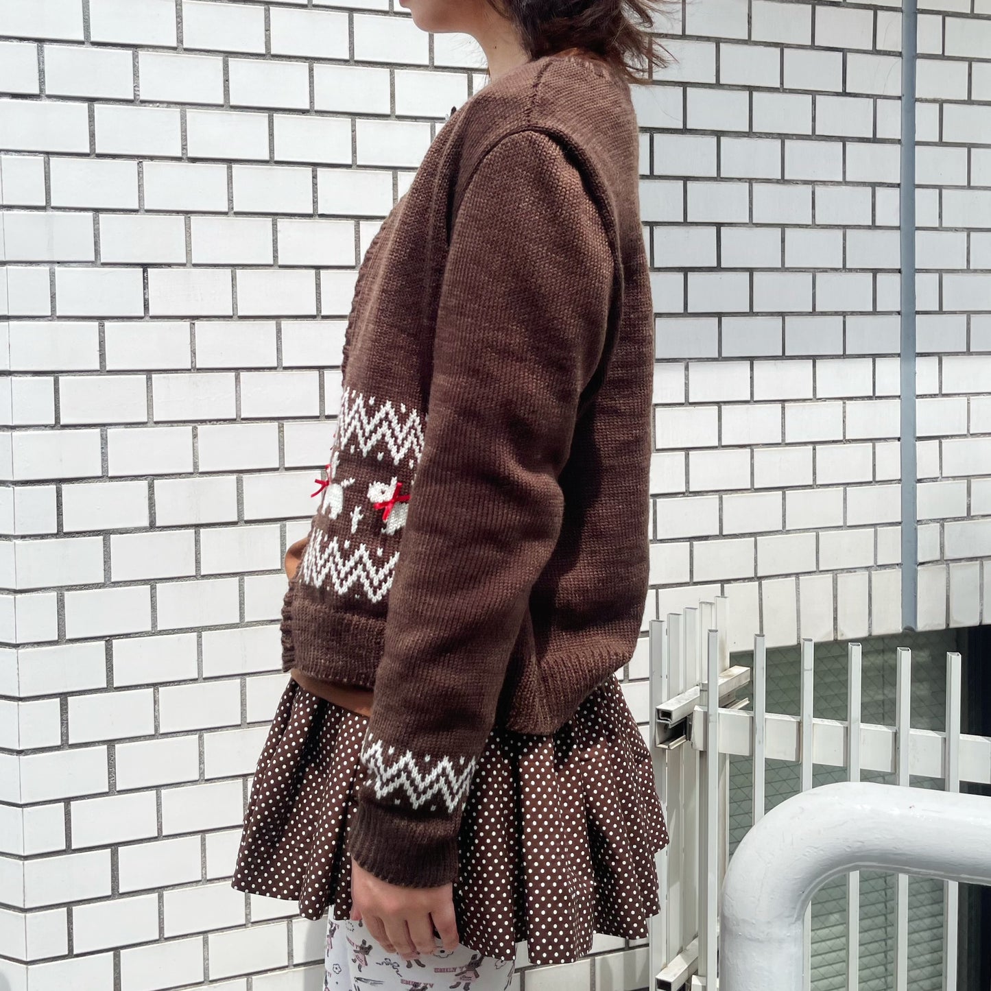Puppies knitted cardigan / Brown / パピーニットカーディガン