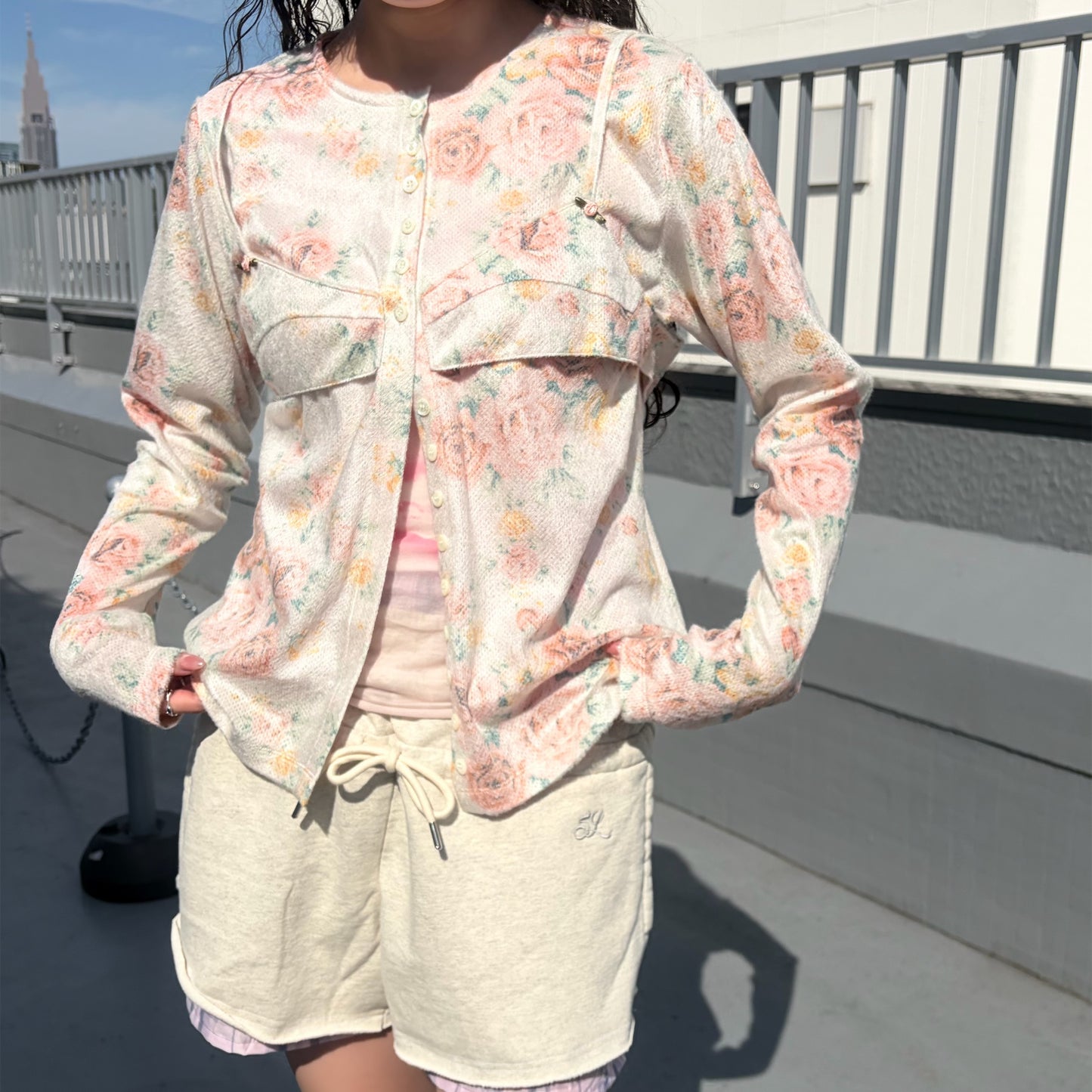WORN FLORAL CARDIGAN / WORN FLORAL / フラワーカーディガン