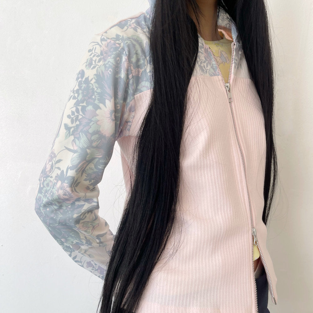 print hoodie  jacket / pink / プリントフーディー