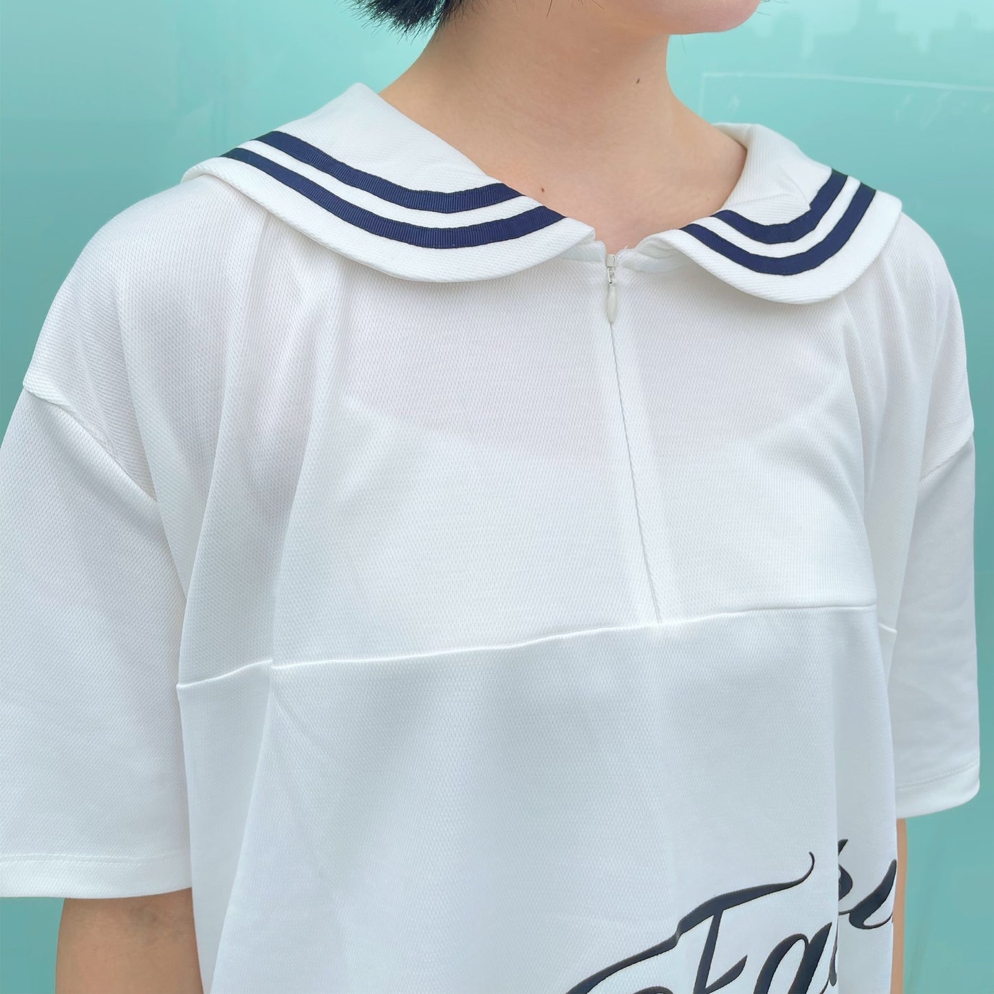 [fa.er.ie] sailor collar mesh loose top / ivory / セーラーカラーメッシュトップ