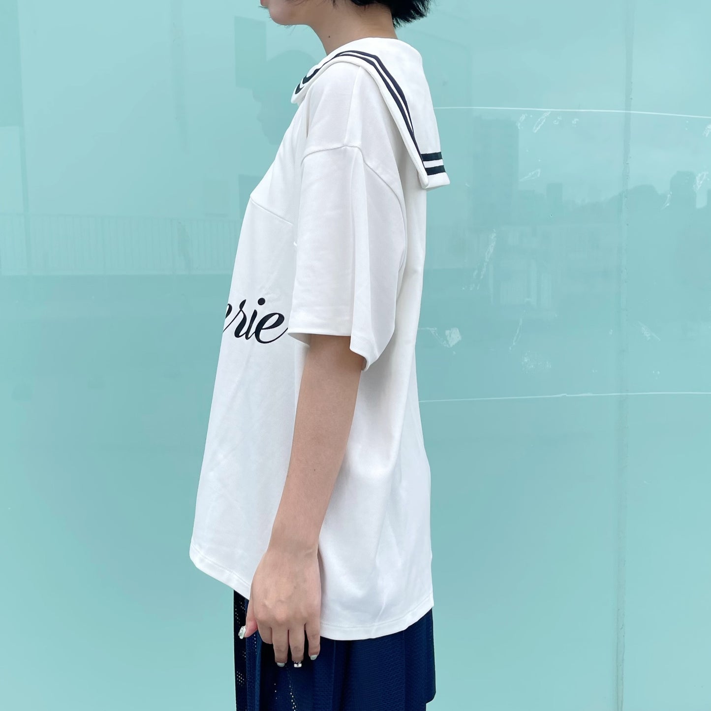 [fa.er.ie] sailor collar mesh loose top / ivory / セーラーカラーメッシュトップ